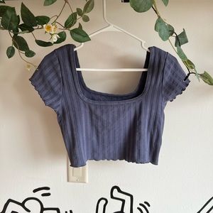 Aerie Offline Cropped Blue Groove Tee Size Medium
